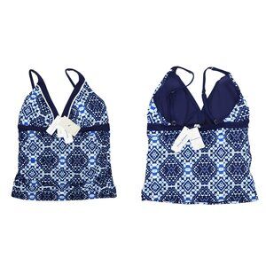 Tommy Bahama XS Cowrie Shirred Over-the-Shoulder Swimwear Tankini Top NWT Navy